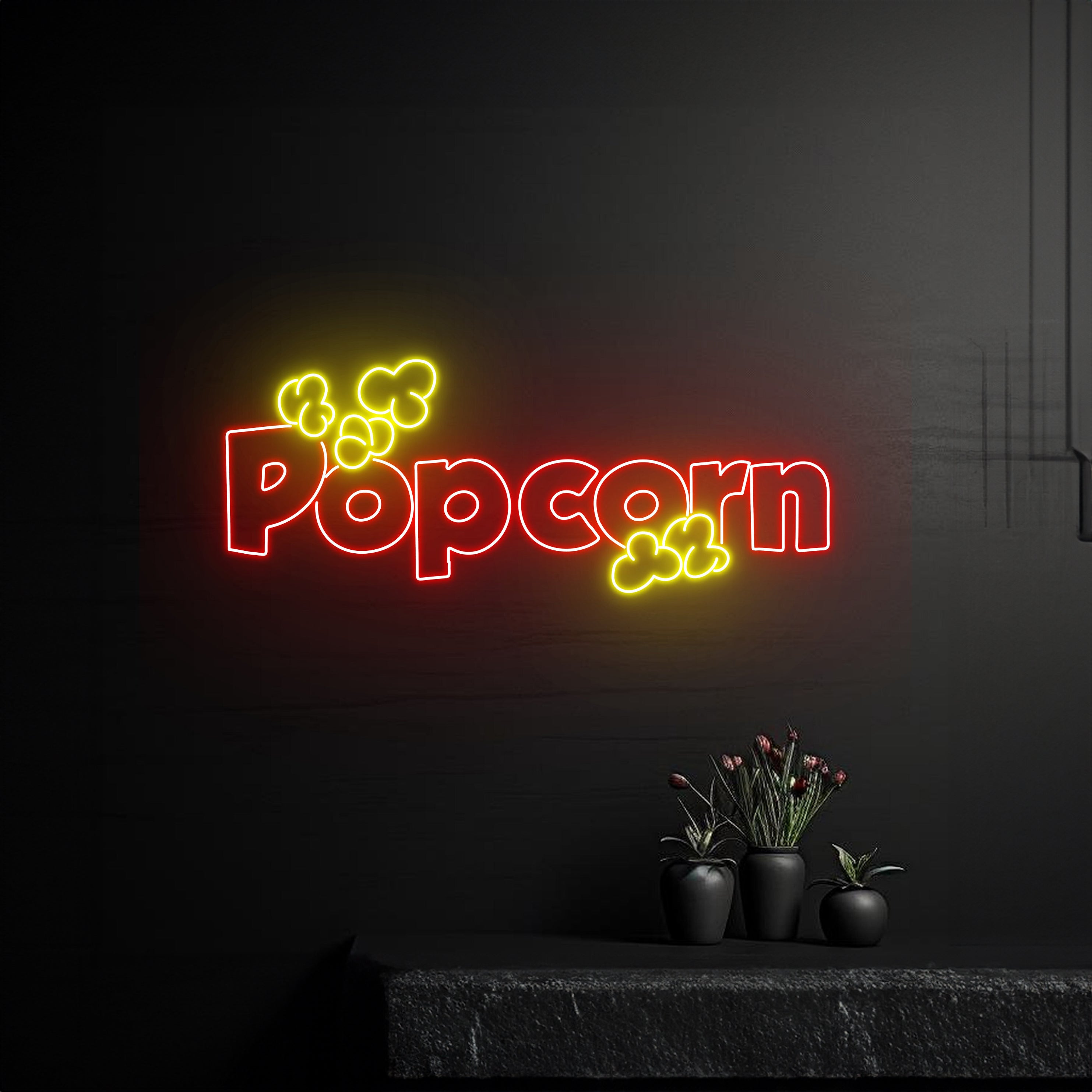 Popcorn Neon Light Movie Theater Room Wall Decor | Shineneon
