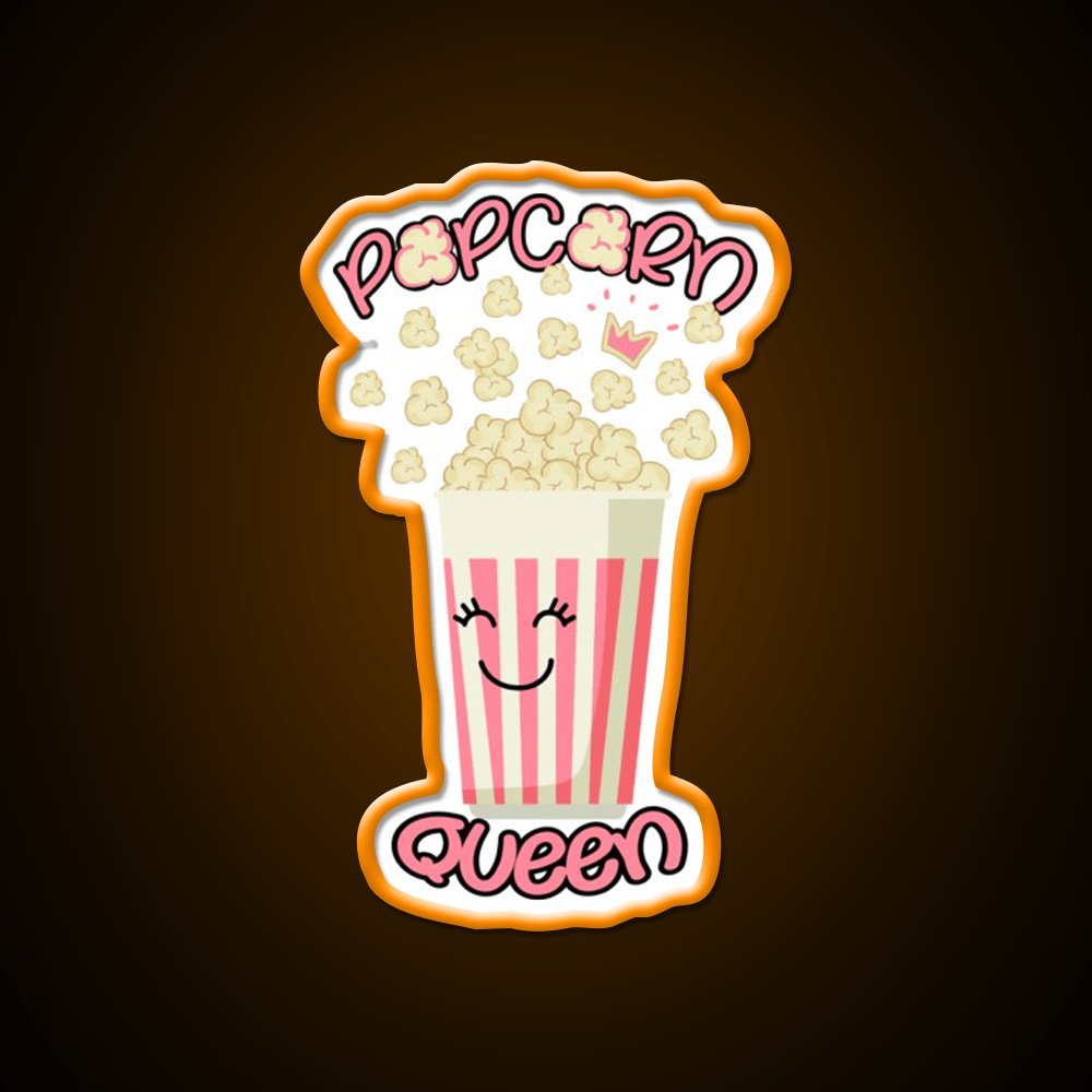 Popcorn Queen Cute Popcorn Snack Food Led Neon Sign Rgb Color - Shineneon