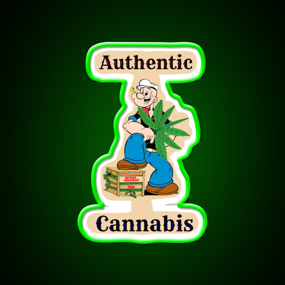 Popeye The Sailor Man Hemp Inspired Green Leaf Led Neon Sign Rgb Color - LED neon sign view 8