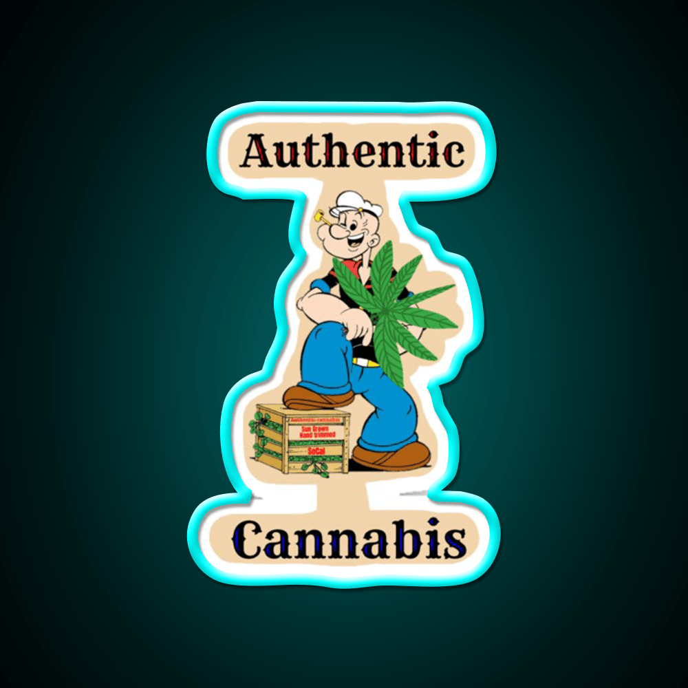 Popeye The Sailor Man Hemp Inspired Green Leaf Led Neon Sign Rgb Color - Shineneon