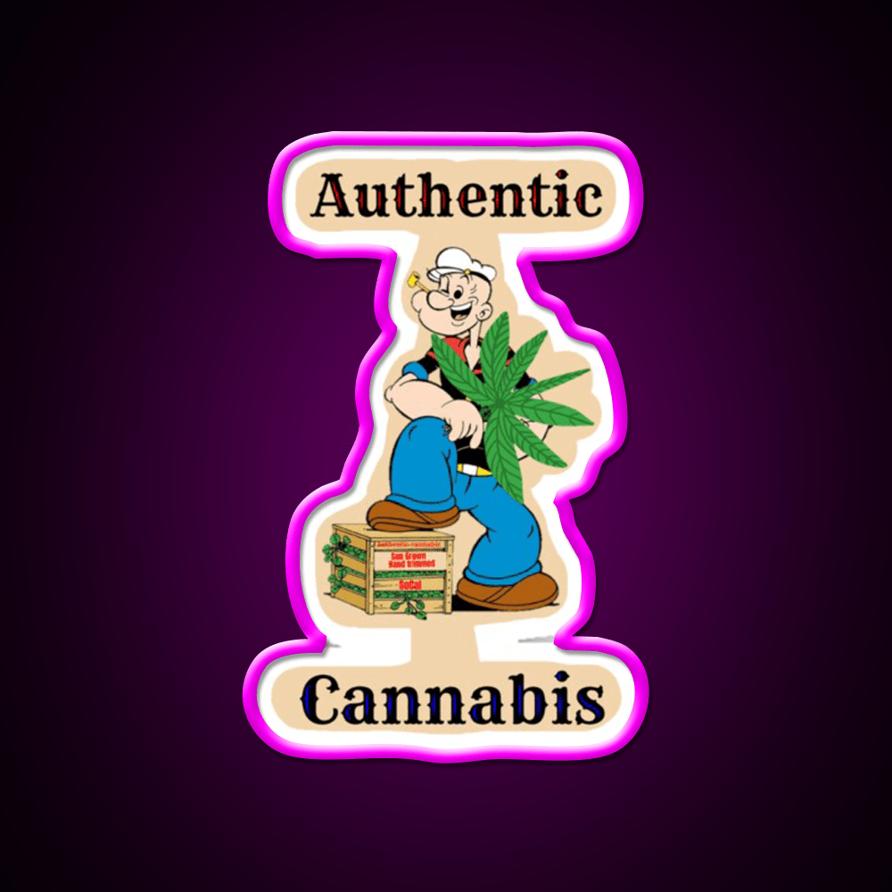 Popeye The Sailor Man Hemp Inspired Green Leaf Led Neon Sign Rgb Color - Shineneon