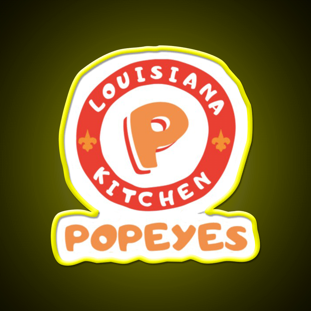 Popeyes Fast Food Led Neon Sign For Burger Place Rgb Color - Custom LED neon sign front view