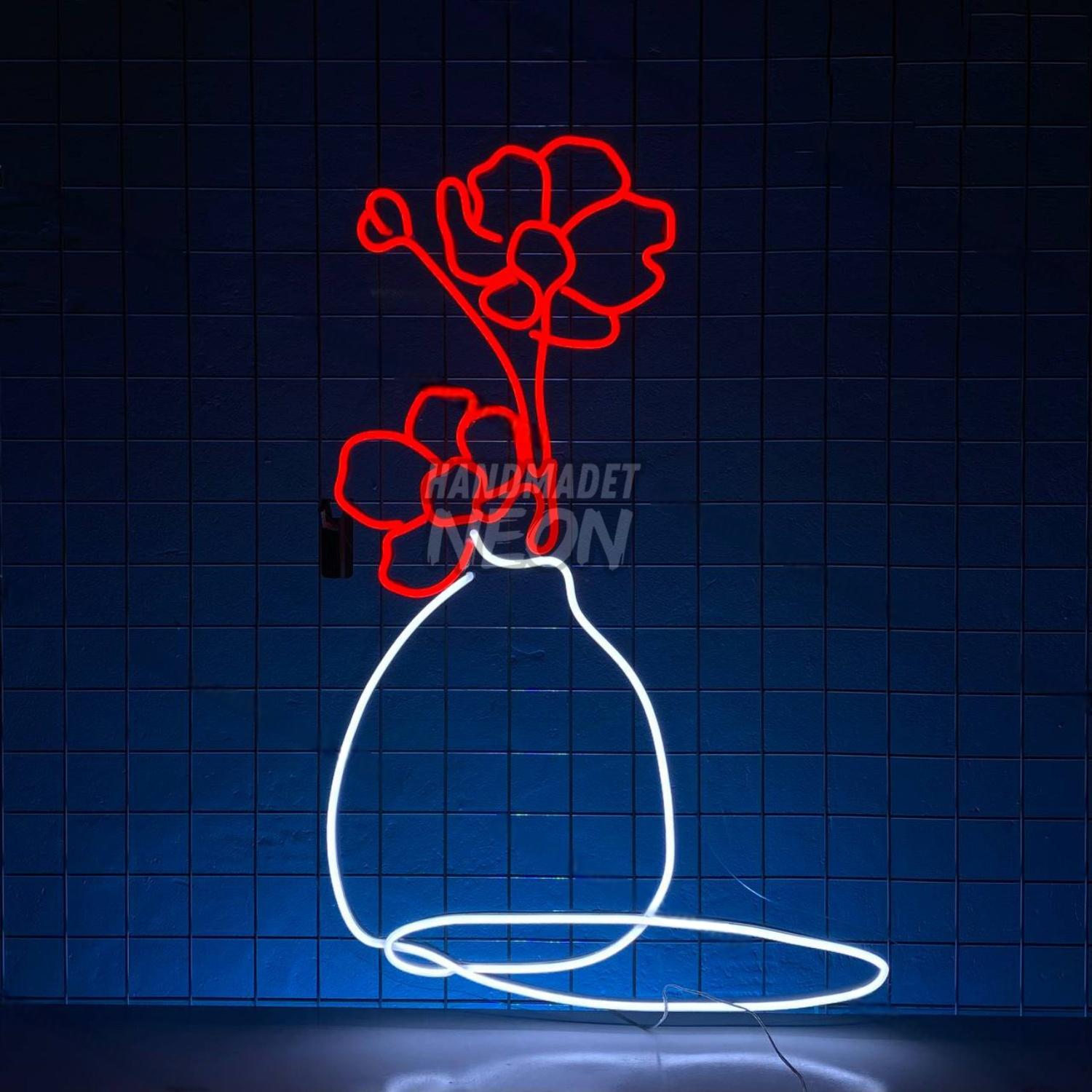 Poppies In Vase Led Neon Sign Flower Room Wall Art | Shineneon