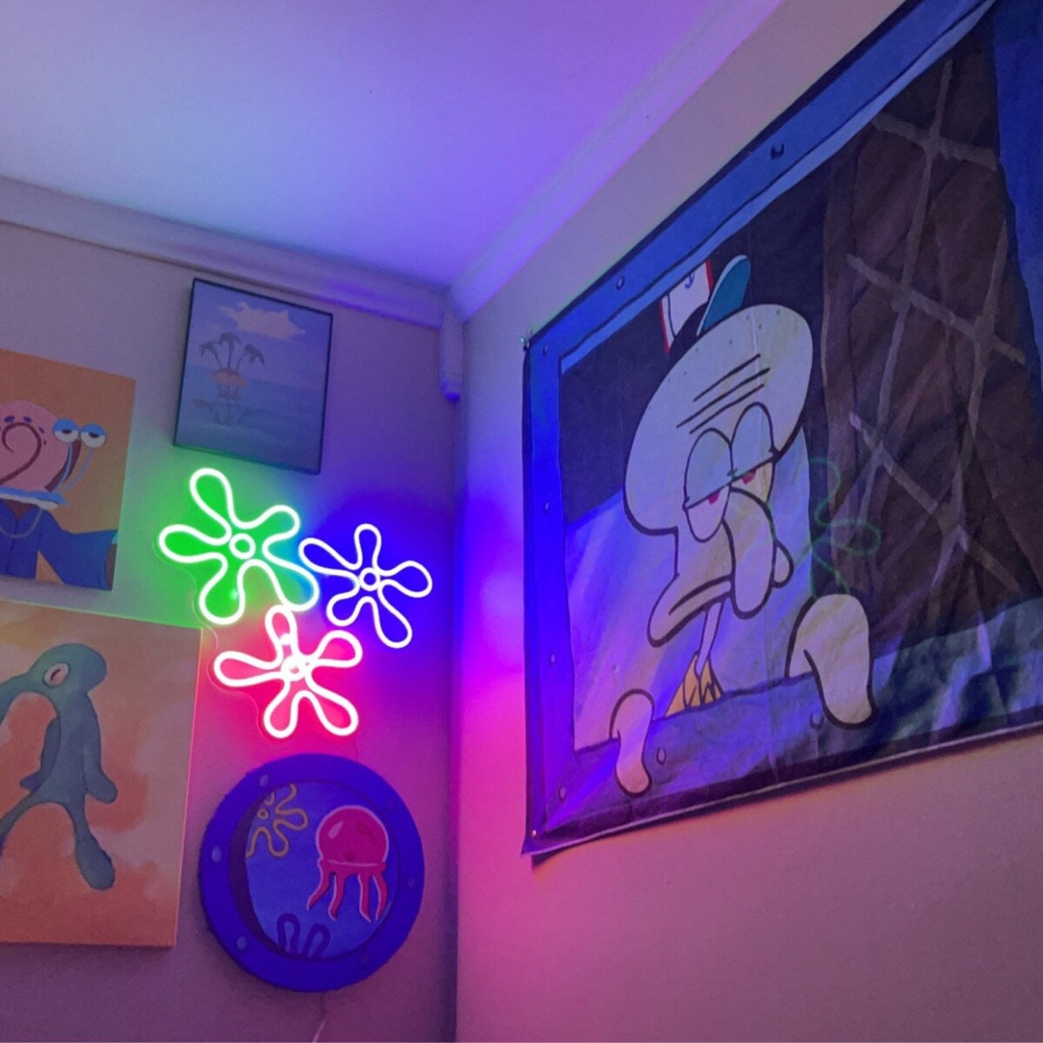 Popping Flowers Neon Sign Spongebob Flower Neon Sign | Shineneon