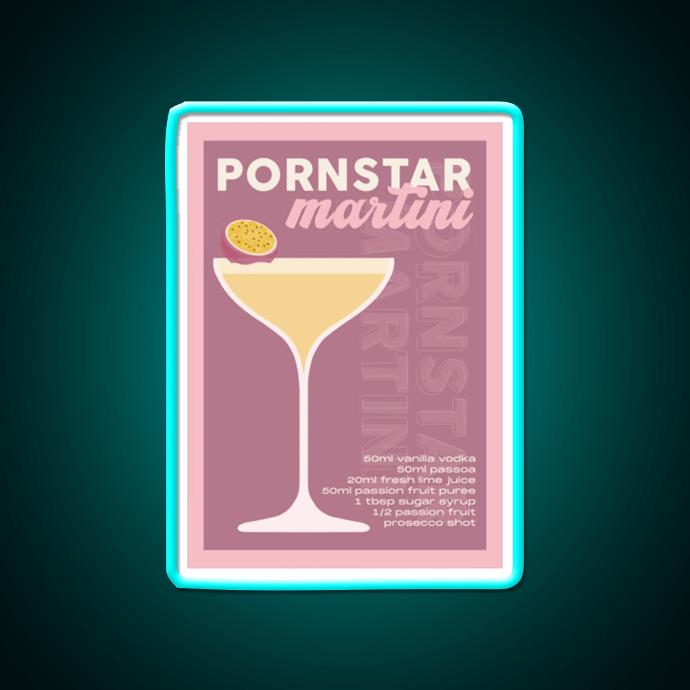Pornstar Martini Cocktail Burgundy Cocktail Bar Decor Led Neon Sign Rgb Color - Shineneon