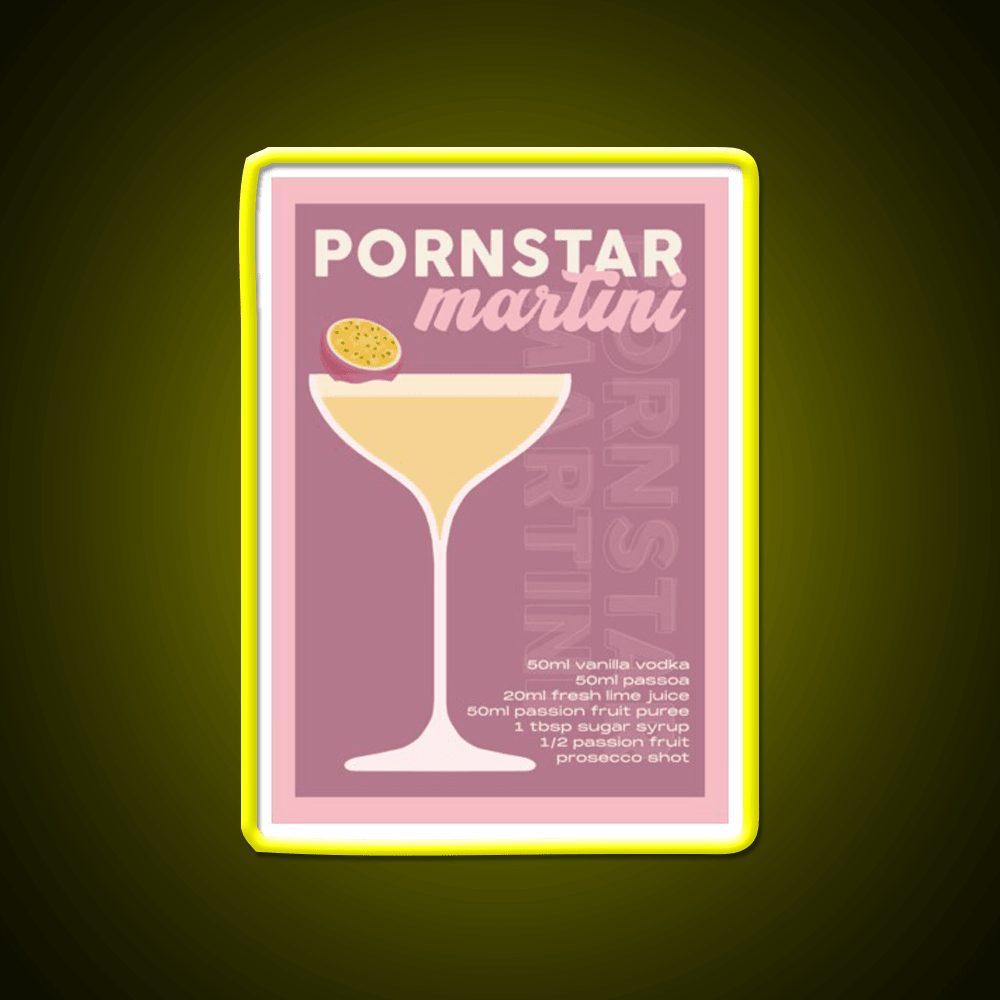Pornstar Martini Cocktail Burgundy Cocktail Bar Decor Led Neon Sign Rgb Color - Shineneon