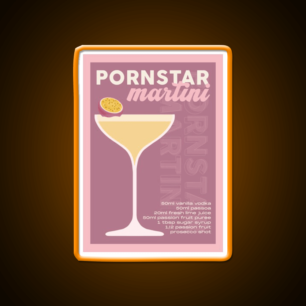 Pornstar Martini Cocktail Burgundy Cocktail Bar Decor Led Neon Sign Rgb Color - Shineneon