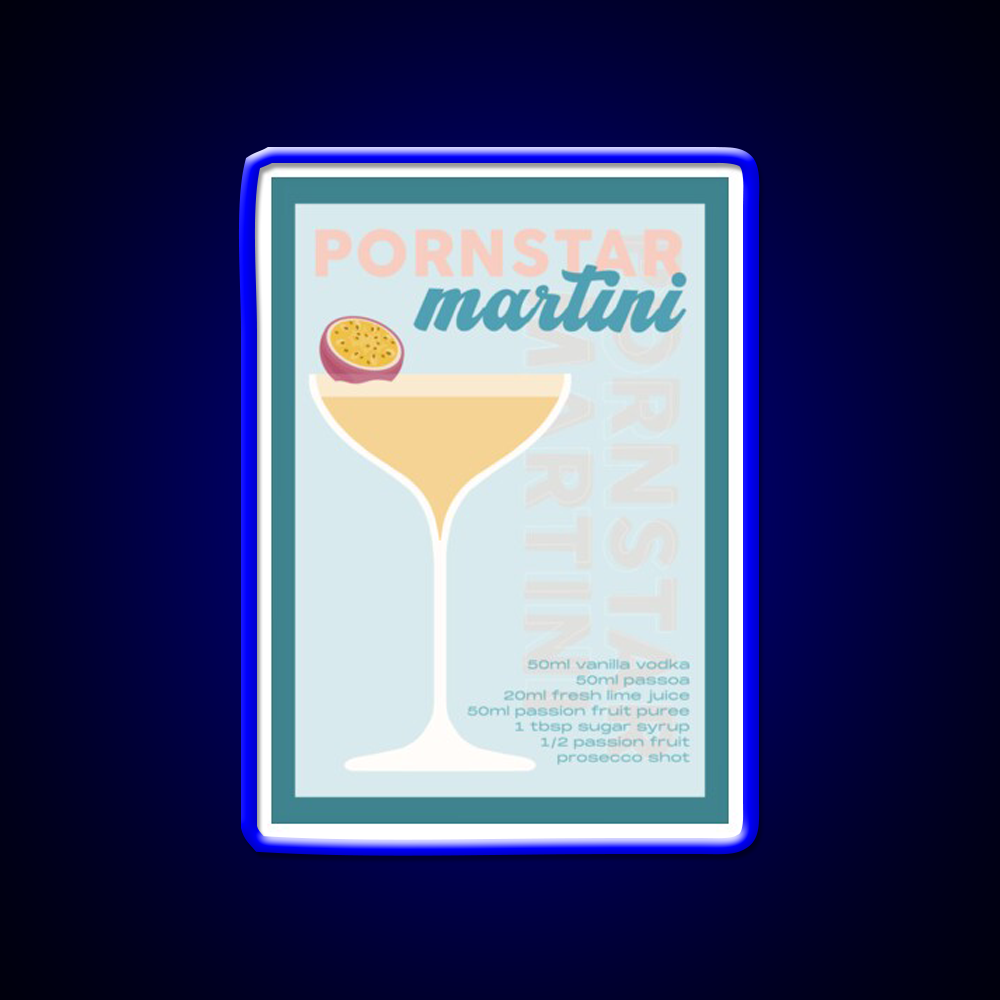 Pornstar Martini Cocktail Recipe Print Cocktail Bar Decor Led Neon Sign Rgb Color - LED neon sign view 5