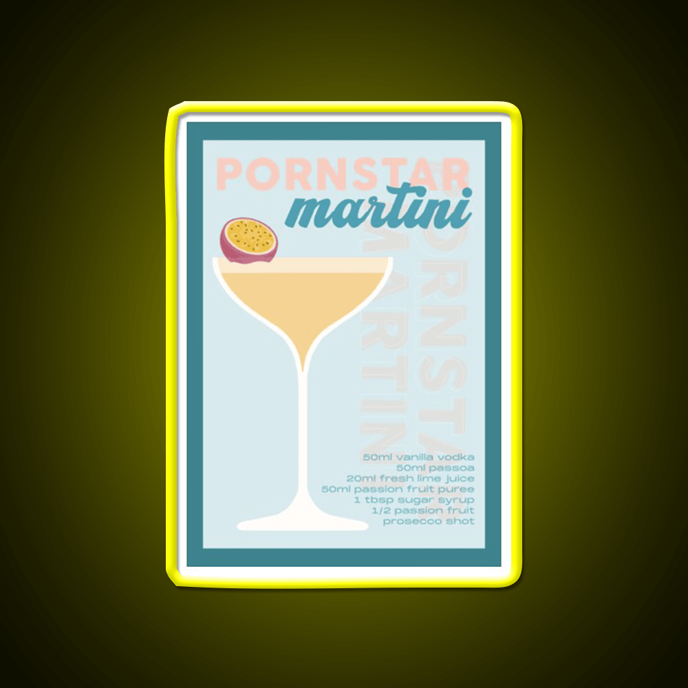 Pornstar Martini Cocktail Recipe Print Cocktail Bar Decor Led Neon Sign Rgb Color - Shineneon