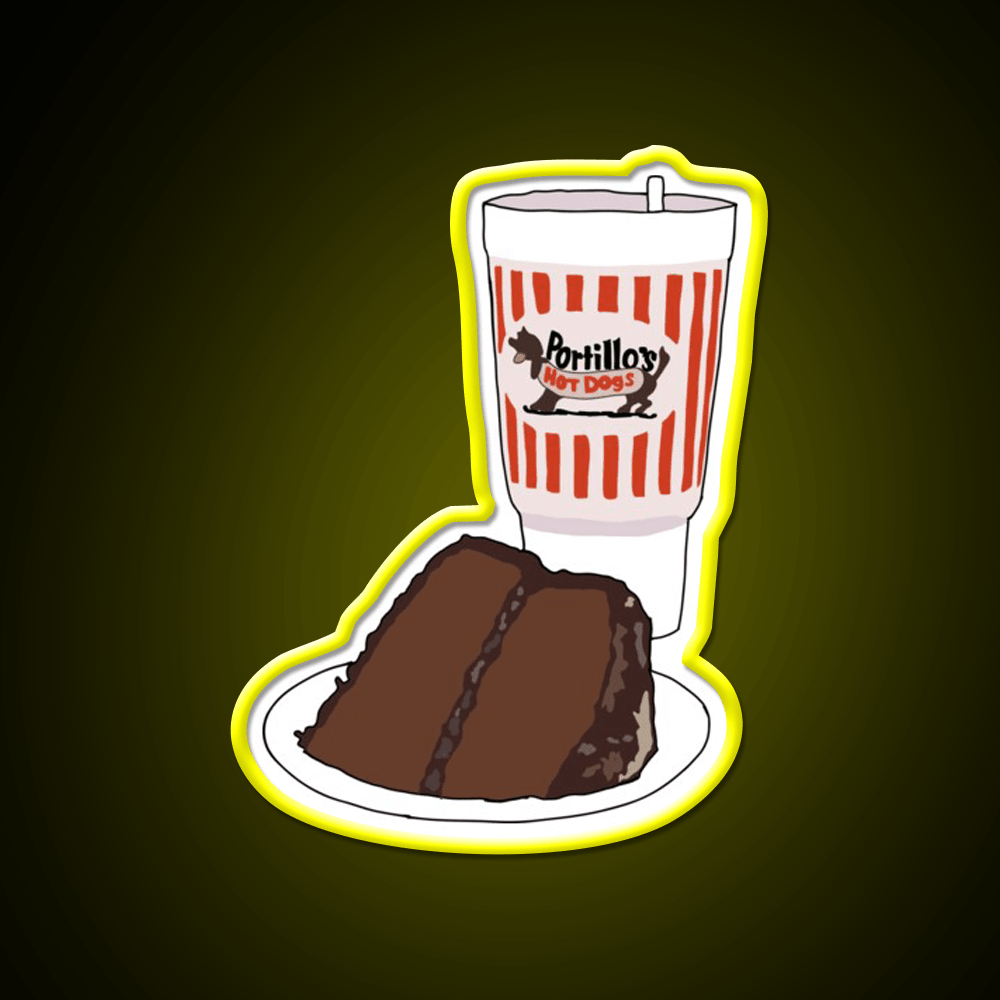 Portillos Chocolate Cake Shake Fast Food Led Neon Sign For Burger Place Rgb Color - Shineneon
