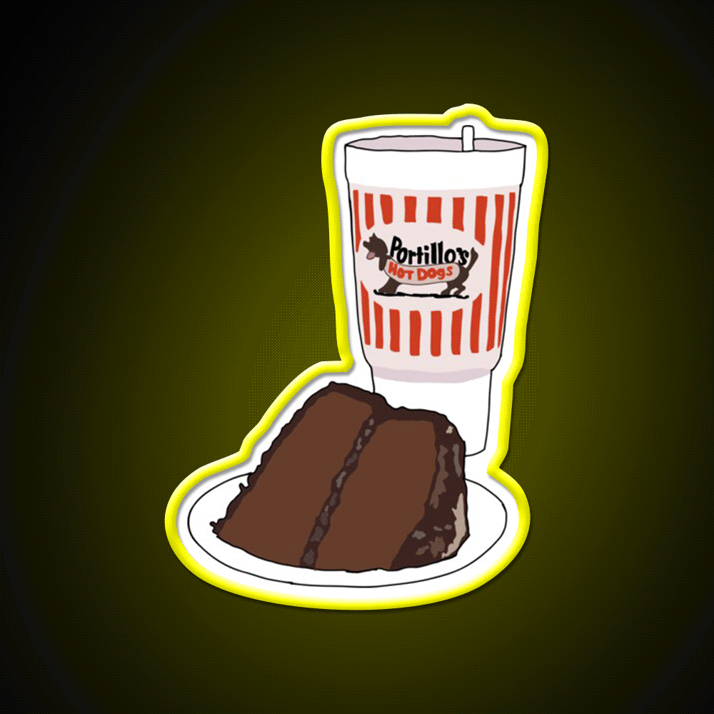 Portillos Chocolate Cake Shake Fast Food Led Neon Sign For Burger Place Rgb Color - Custom LED neon sign front view