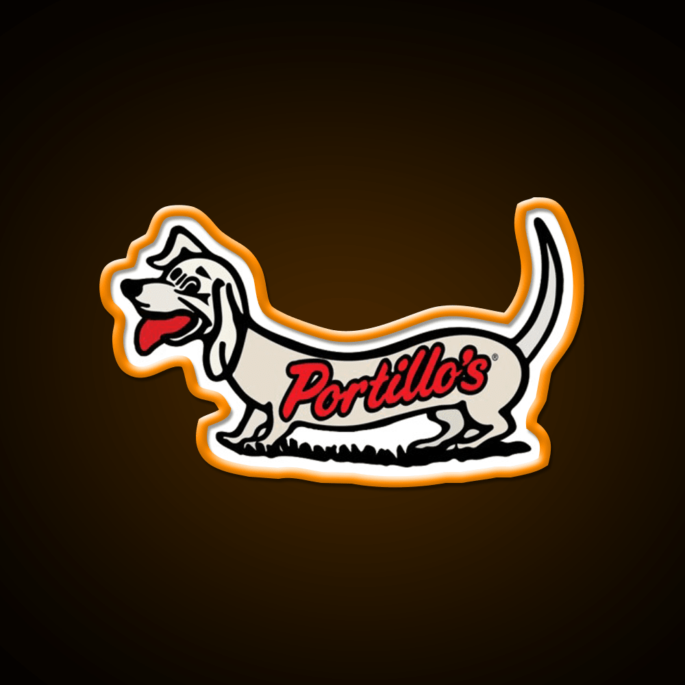 Portillos Dog Logo Fast Food Led Neon Sign For Burger Place Rgb Color - Shineneon