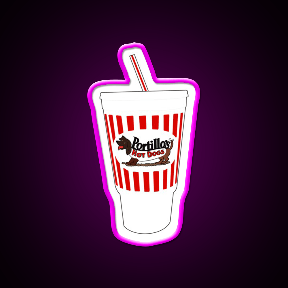 Portillos Fountain Drink Cup Fast Food Led Neon Sign For Burger Place Rgb Color - Shineneon