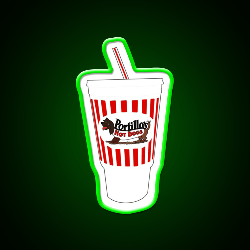 Portillos Fountain Drink Cup Fast Food Led Neon Sign For Burger Place Rgb Color - Shineneon