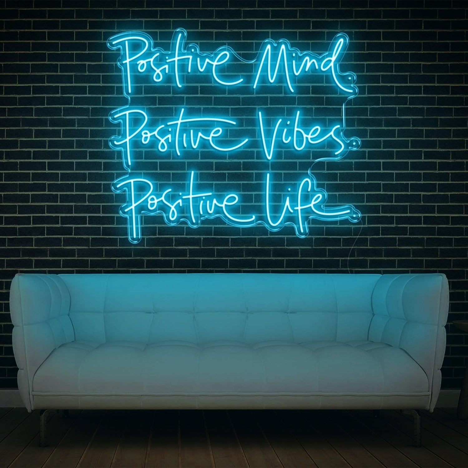 Positive Mind Vibes Life Blue Led Neon Sign For Home And Office Decor | Shineneon
