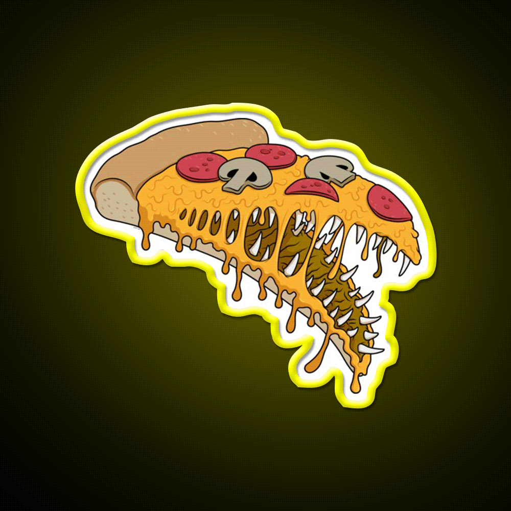 Possessed Pizza Fast Food Led Neon Sign For Burger Place Rgb Color - Custom LED neon sign front view