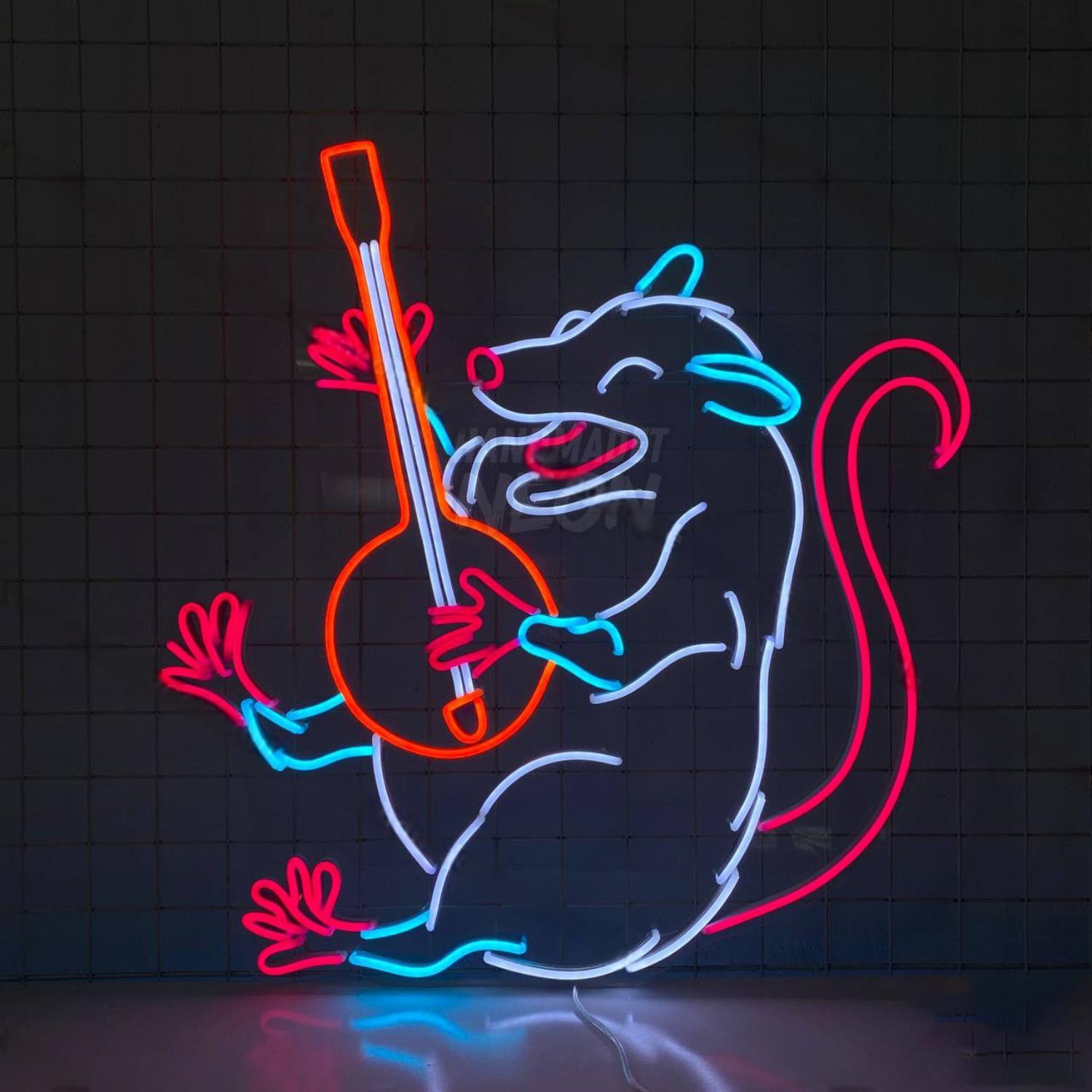 Possum Playing Banjo Led Neon Sign | Shineneon