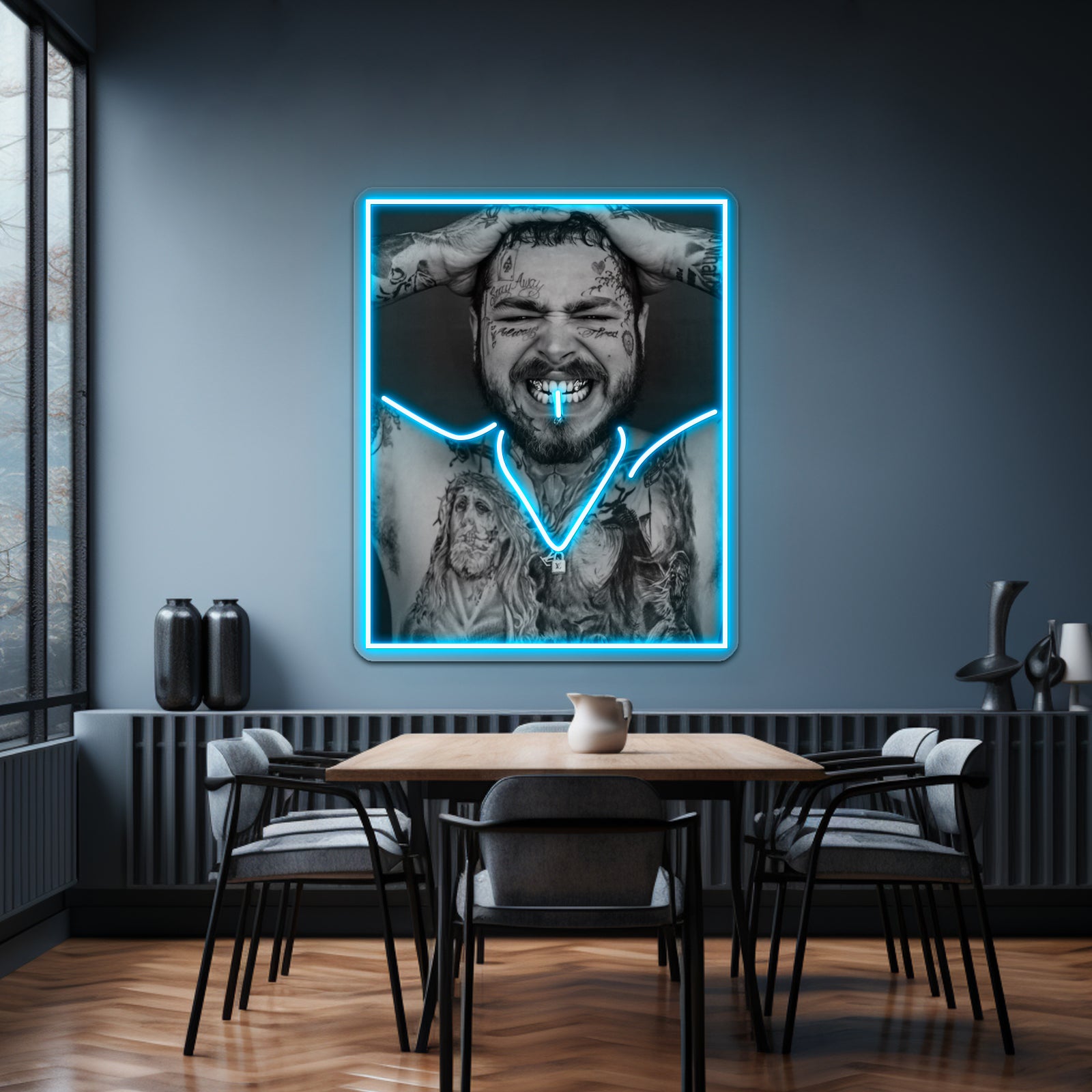 Post Malone Revealing Tattoos Grill Artwork Led Signs For Bedroom | Shineneon