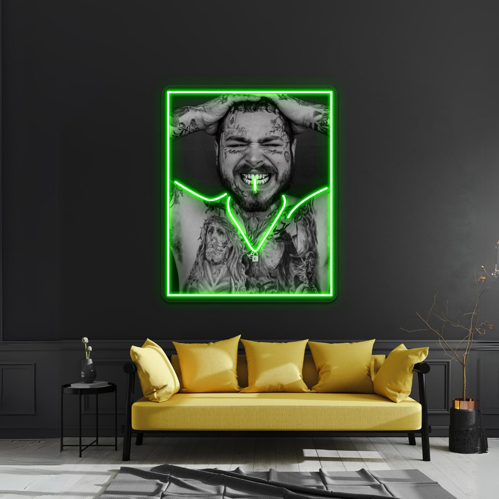 Post Malone Revealing Tattoos Grill Artwork Led Signs For Bedroom | Shineneon