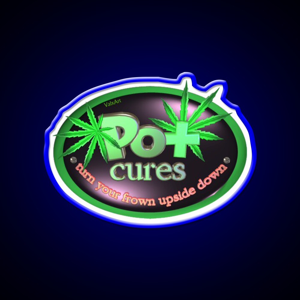 Pot Cures Turn Your Frown Upside Down Green Leaf Led Neon Sign Rgb Color - LED neon sign view 5