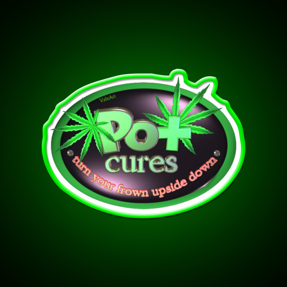 Pot Cures Turn Your Frown Upside Down Green Leaf Led Neon Sign Rgb Color - LED neon sign view 8