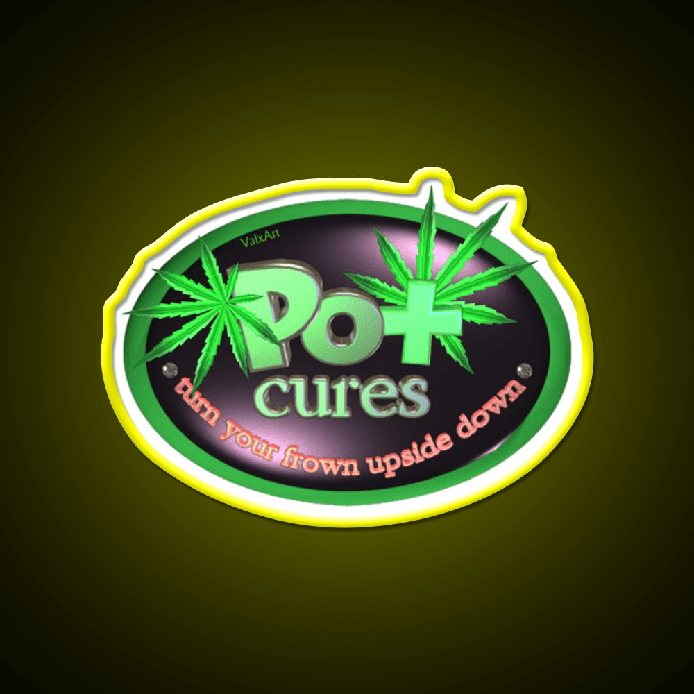 Pot Cures Turn Your Frown Upside Down Green Leaf Led Neon Sign Rgb Color - Shineneon
