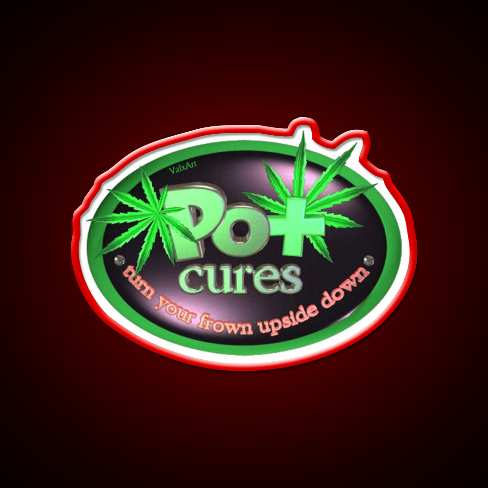 Pot Cures Turn Your Frown Upside Down Green Leaf Led Neon Sign Rgb Color - Shineneon