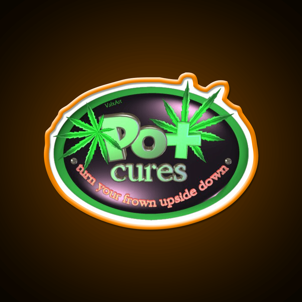 Pot Cures Turn Your Frown Upside Down Green Leaf Led Neon Sign Rgb Color - Shineneon