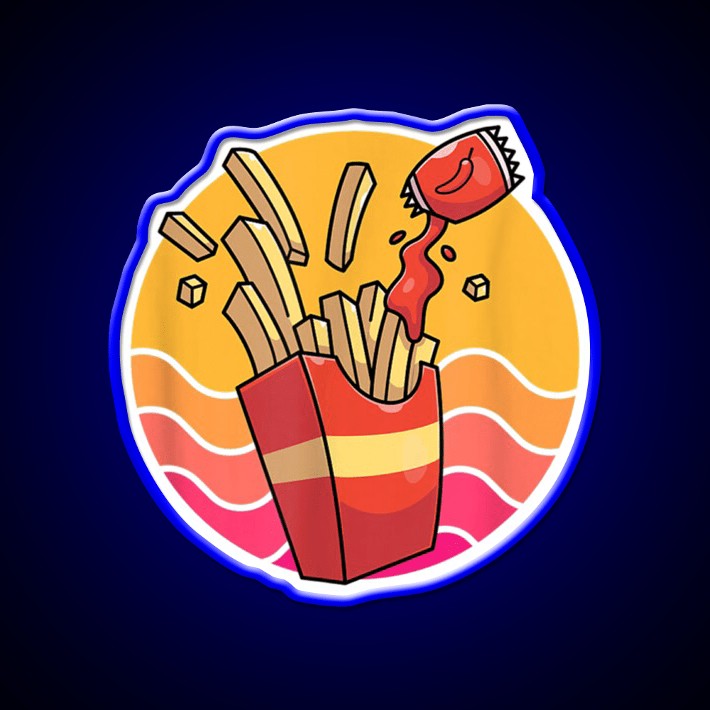 Potato And Fries For Fast Foods Fast Food Led Neon Sign For Burger Place Rgb Color - Shineneon