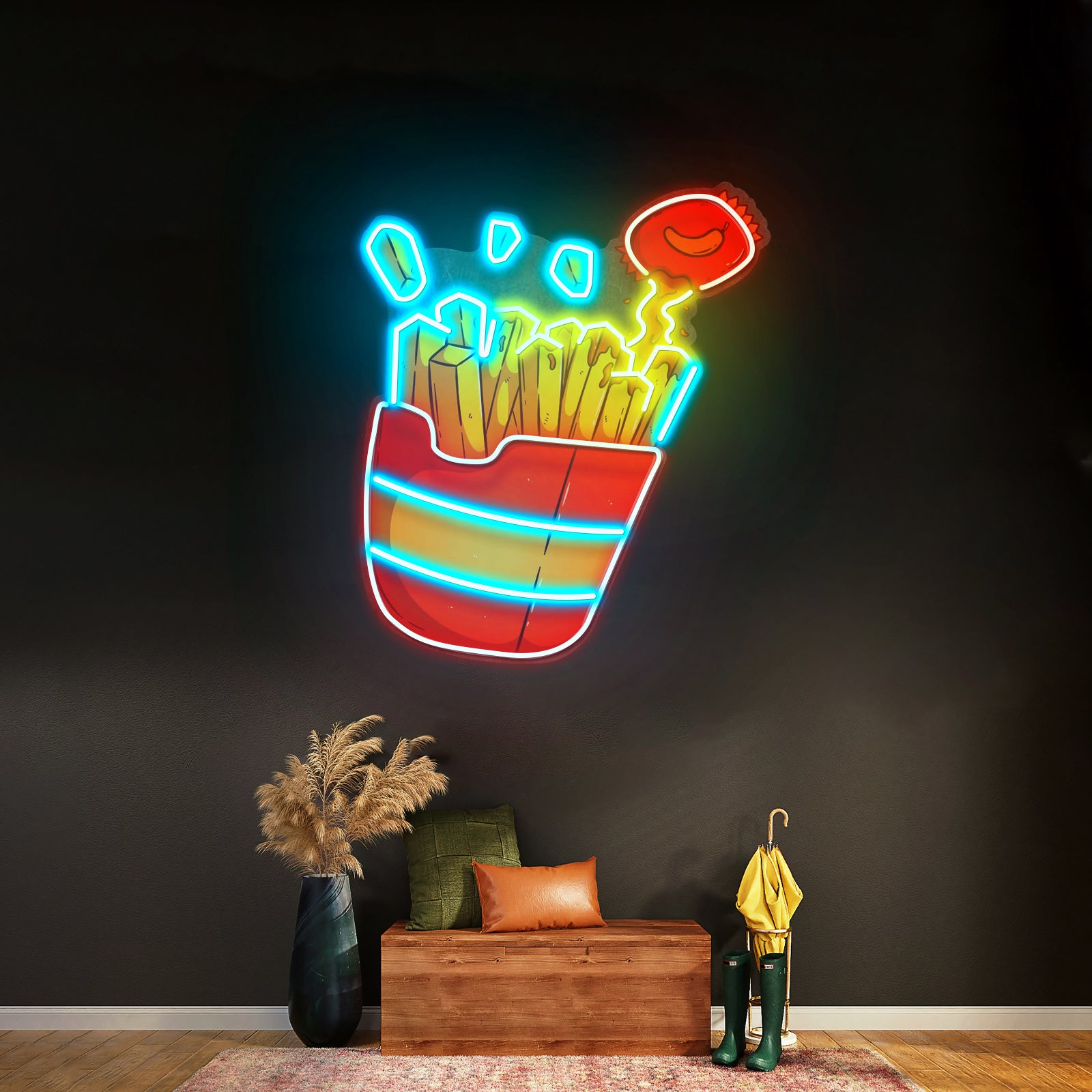 Potato Chips Glowing Led Neon Sign Light Custom Led Signs