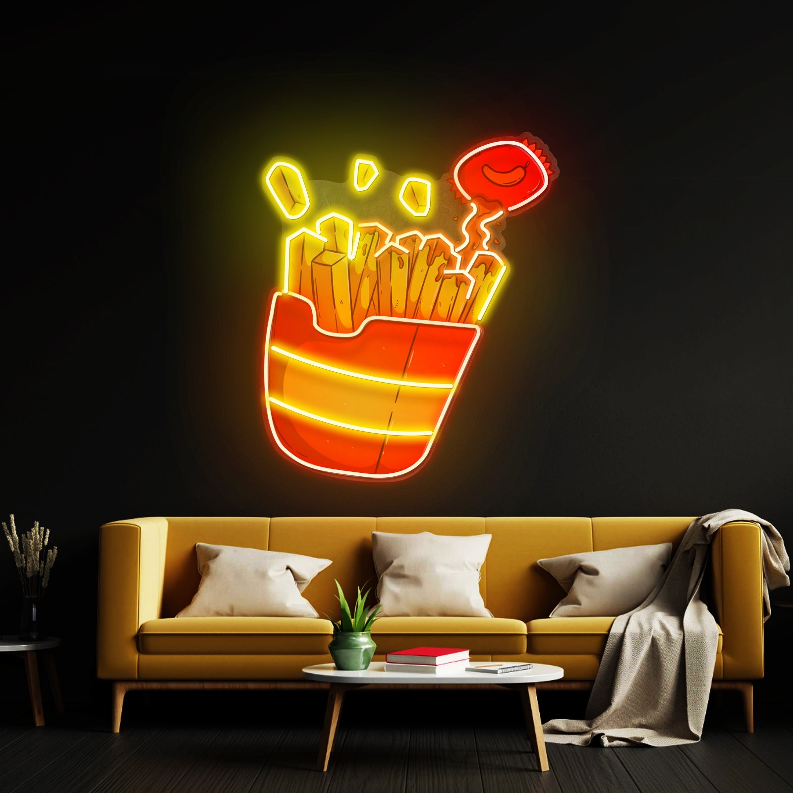 Potato Chips Glowing Led Neon Sign Light Custom Led Signs