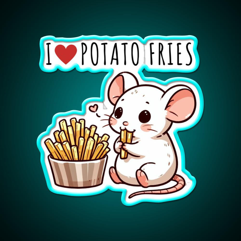 Potato Fries Lover Rat Fast Food Led Neon Sign For Burger Place Rgb Color