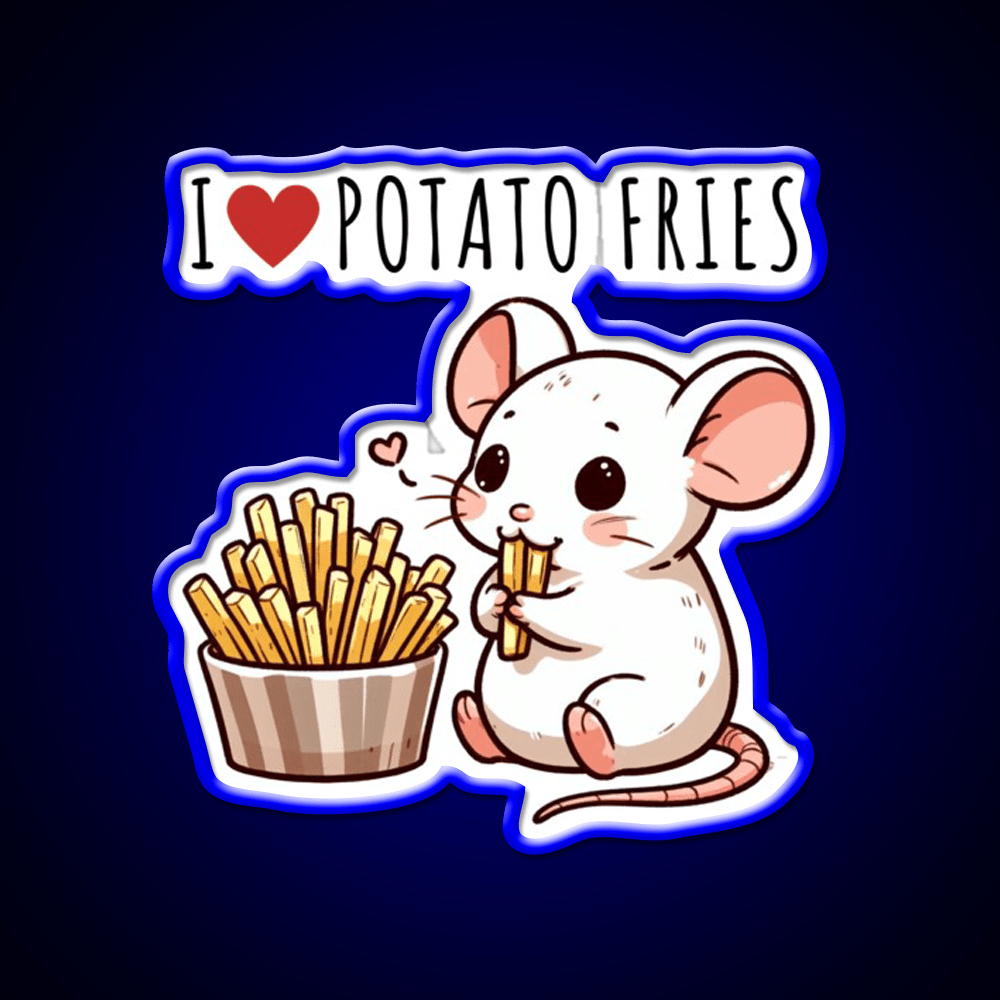 Potato Fries Lover Rat Fast Food Led Neon Sign For Burger Place Rgb Color - Shineneon