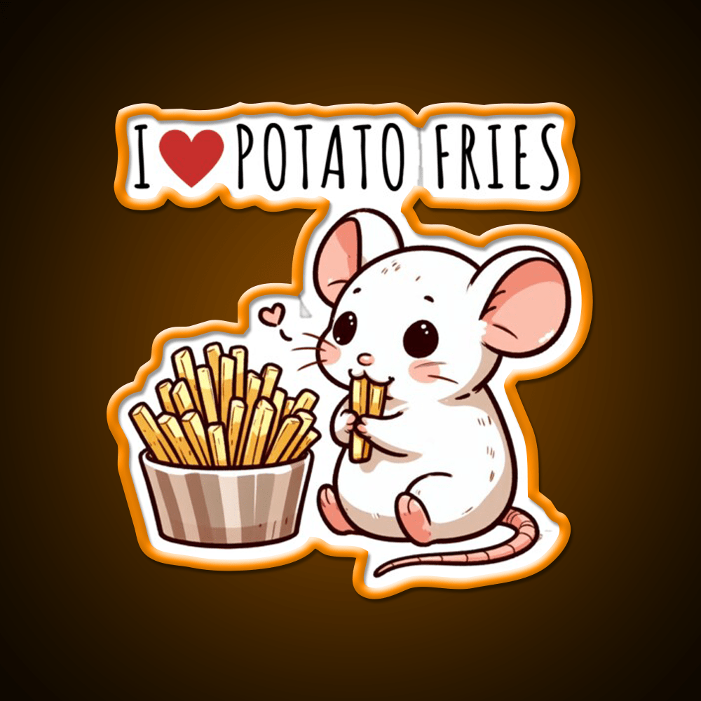 Potato Fries Lover Rat Fast Food Led Neon Sign For Burger Place Rgb Color - Shineneon