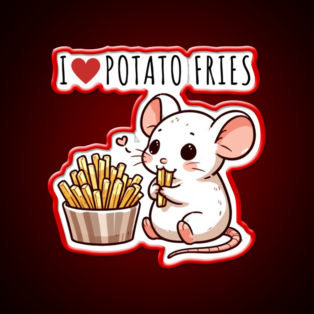 Potato Fries Lover Rat Fast Food Led Neon Sign For Burger Place Rgb Color - Shineneon