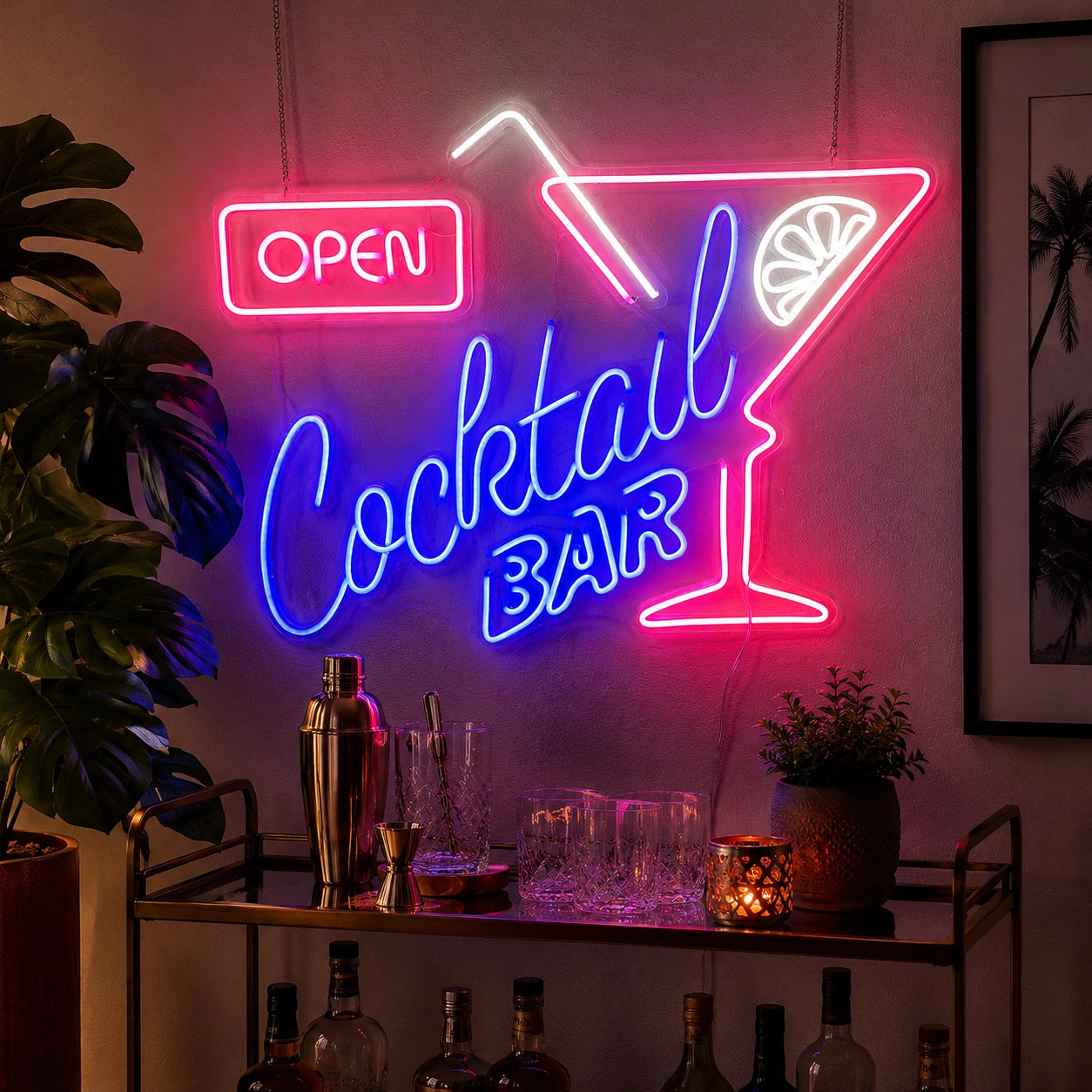 Potted Cocktail Bar Neon Sign LED Neon Sign real lifestyle scene