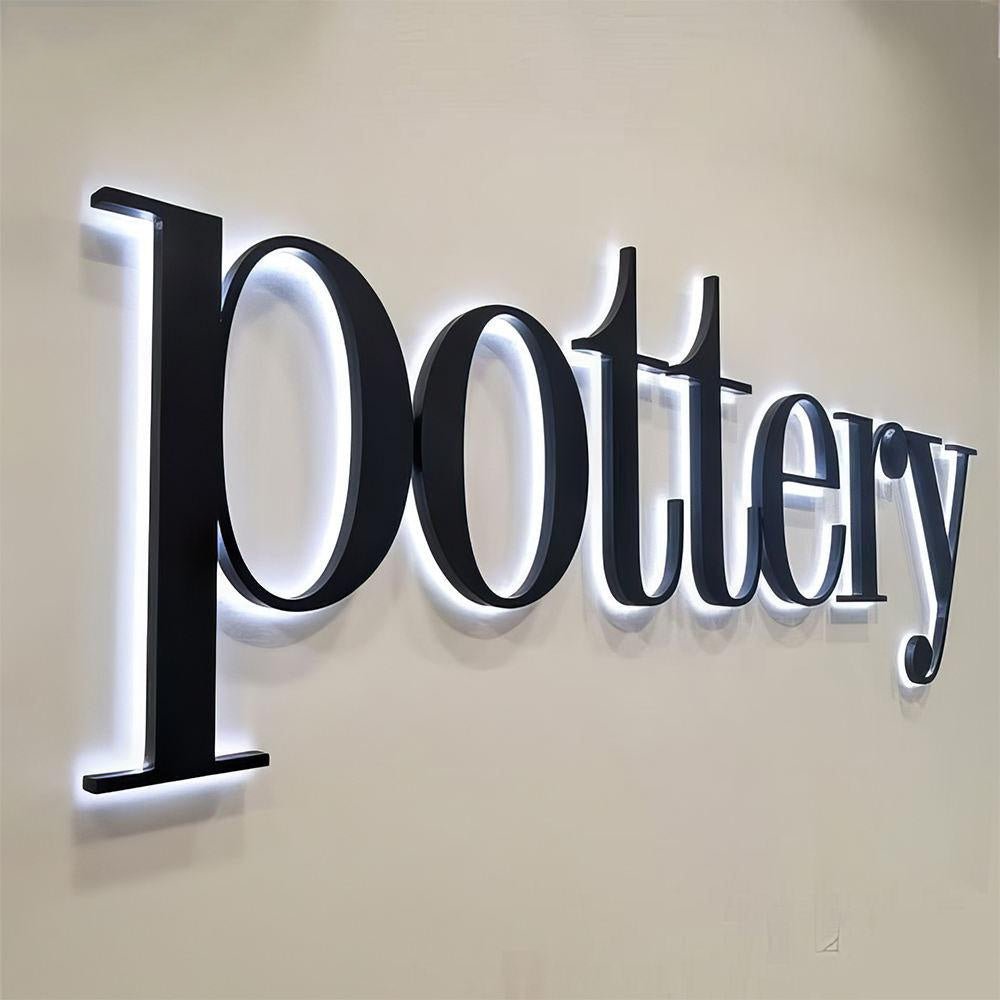 Pottery 3D Backlit Letters Business Metal Led Sign - Shineneon
