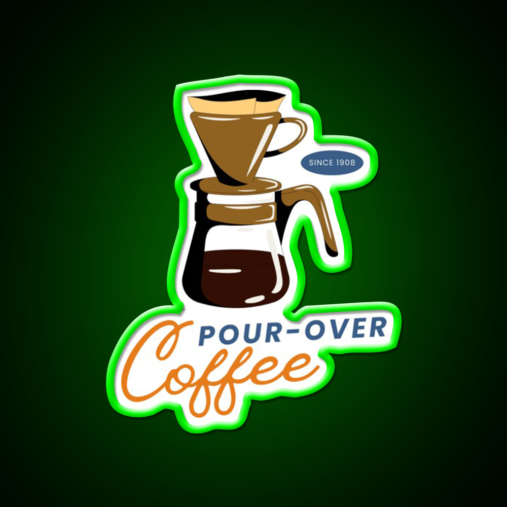 Pour Over Support Cafe Led Neon Sign Espresso Bar Art Rgb Color