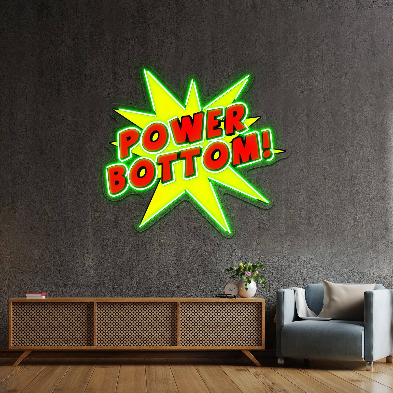 Power Bottom Artwork Led Signs For Bedroom | Shineneon