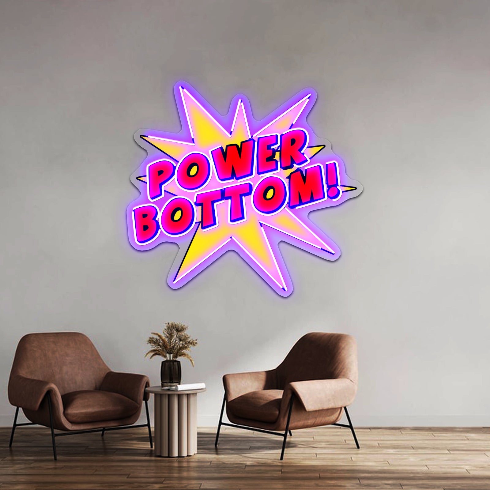 Power Bottom Artwork Led Signs For Bedroom | Shineneon