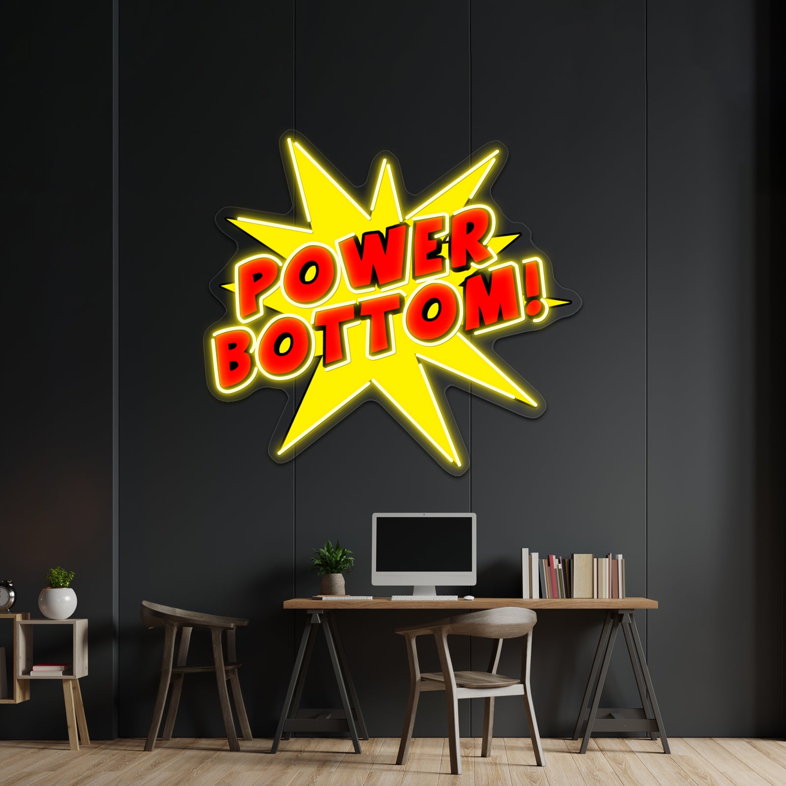 Power Bottom Artwork Led Signs For Bedroom | Shineneon