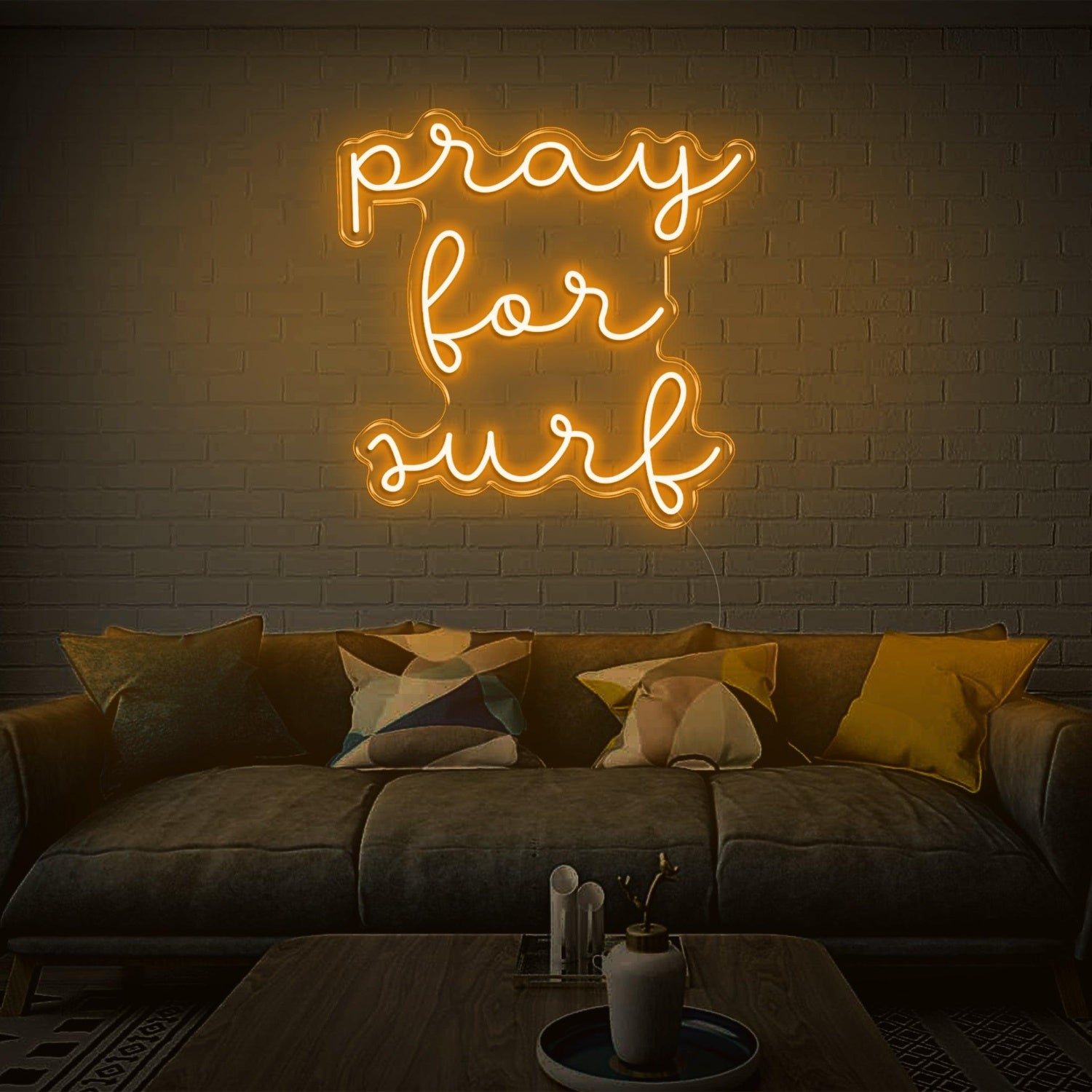 Pray For Surf Warm Glow Led Neon Sign For Surf-Themed Indoor Decor | Shineneon