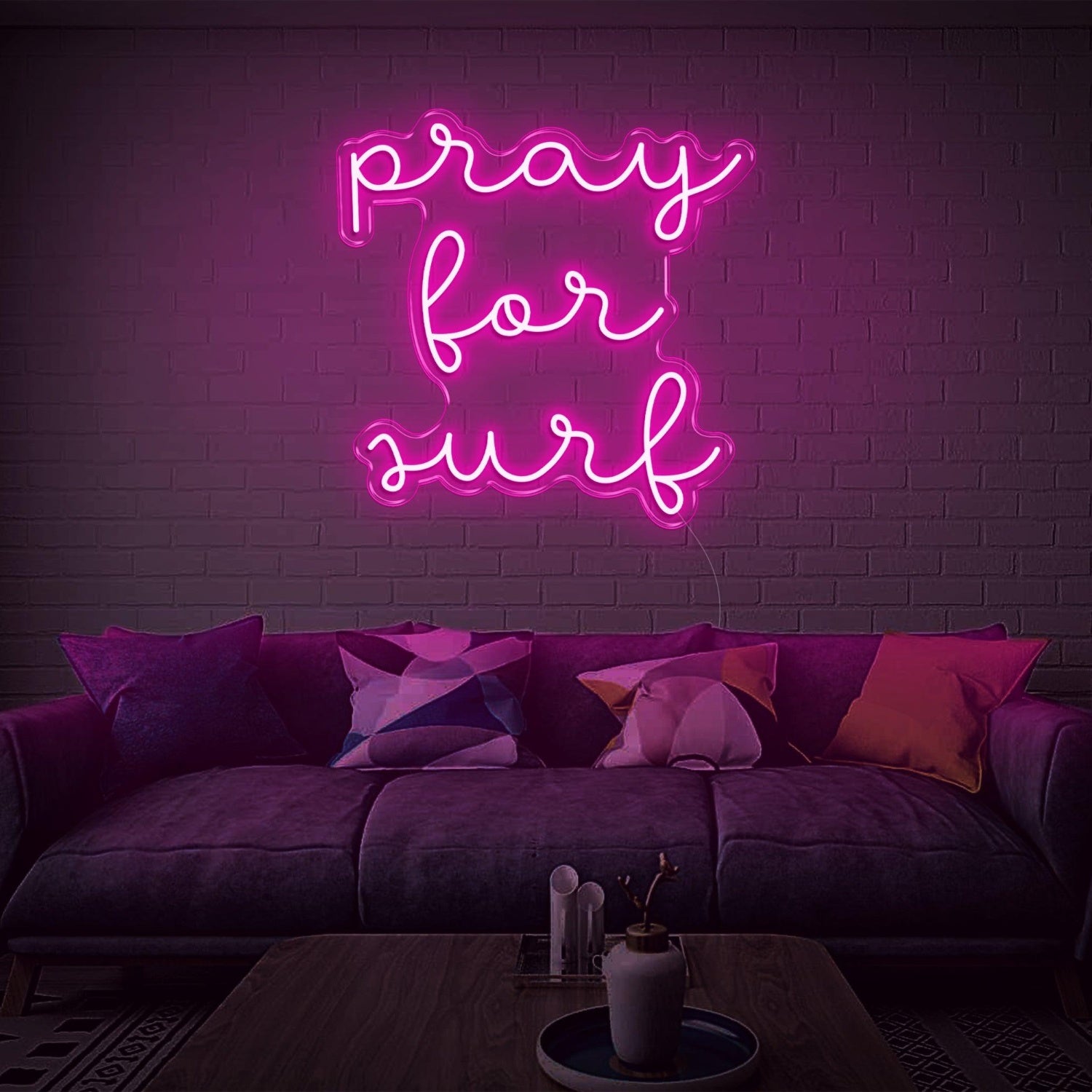 Pray For Surf Warm Glow Led Neon Sign For Surf-Themed Indoor Decor | Shineneon