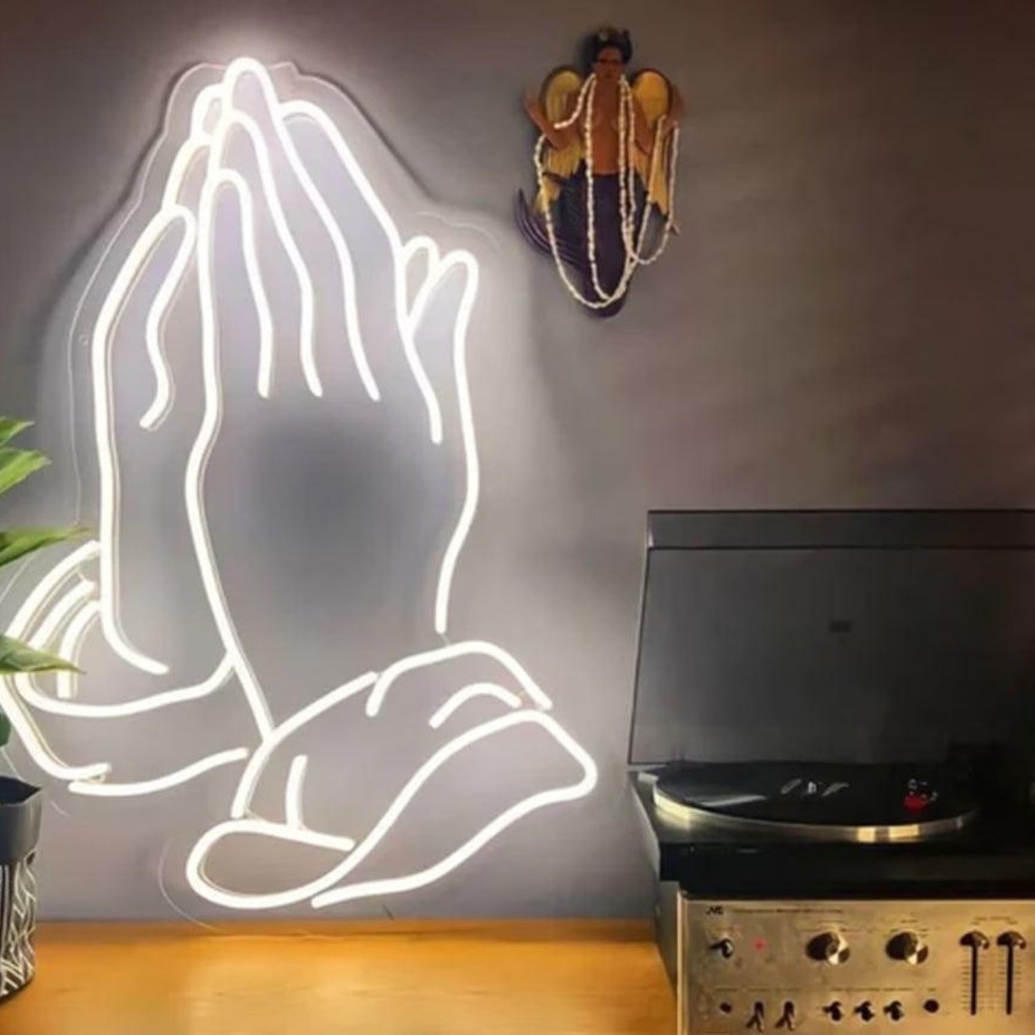 Praying Hands White Led Neon Sign Modern Home Decor | Shineneon