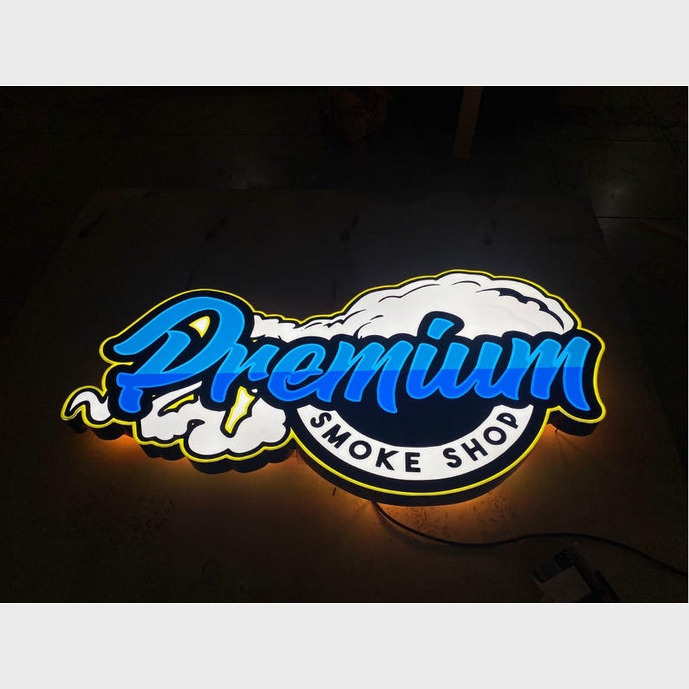Premium Smoke Shop 3D Frontlit And Backlit Channel Letter Led Light Sign