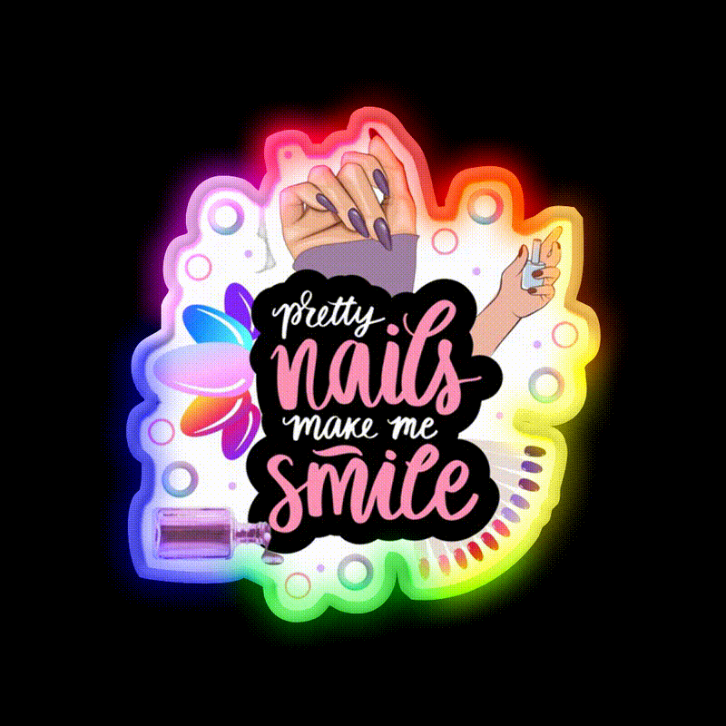 Pretty Nails Make Me Smile Winter Nails Love Nail Salon Led Neon Sign Rgb Color - LED neon sign close-up detail