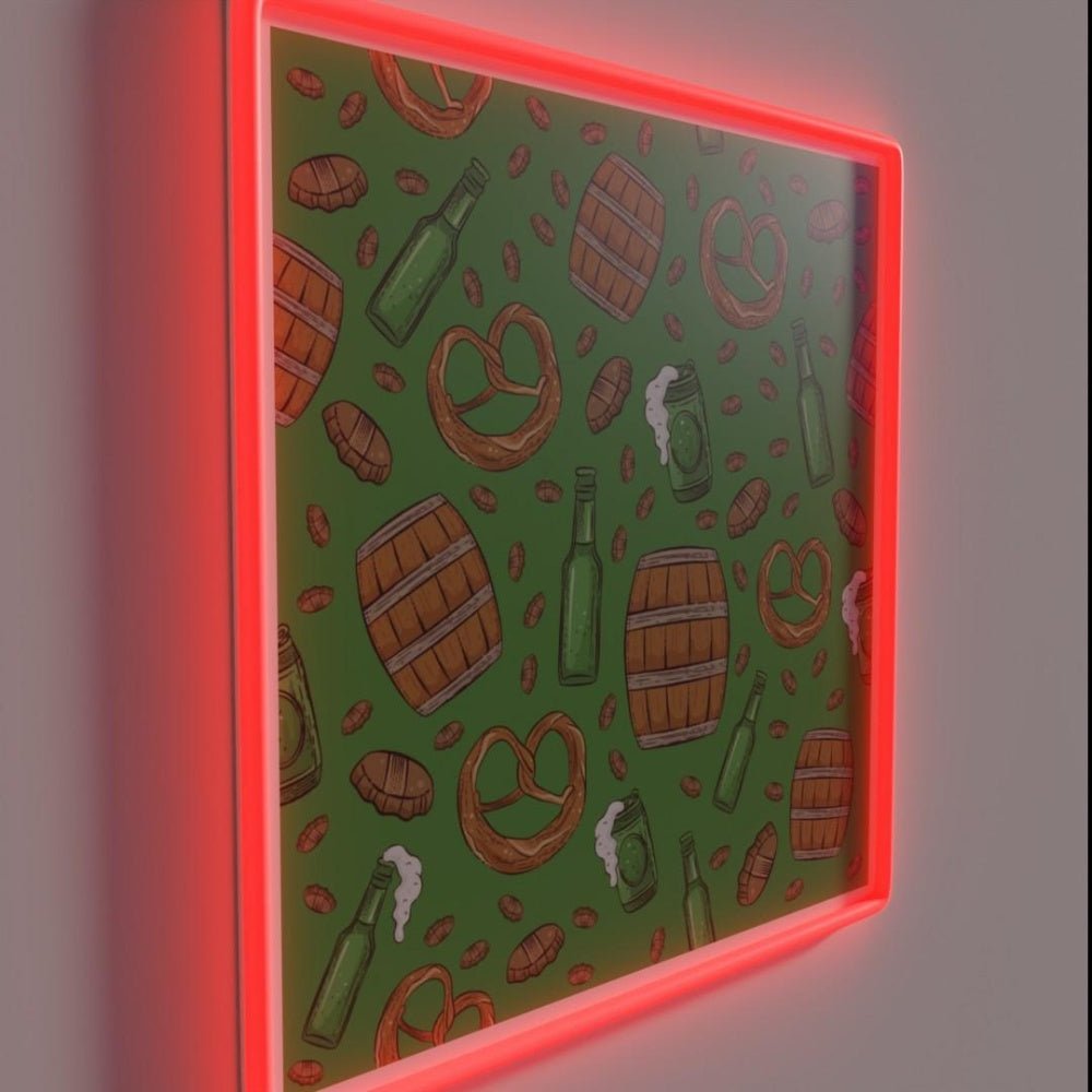 Pretzels And Beer Oktoberfest Pattern Spearmint Rgb Led Neon Sign - Shineneon