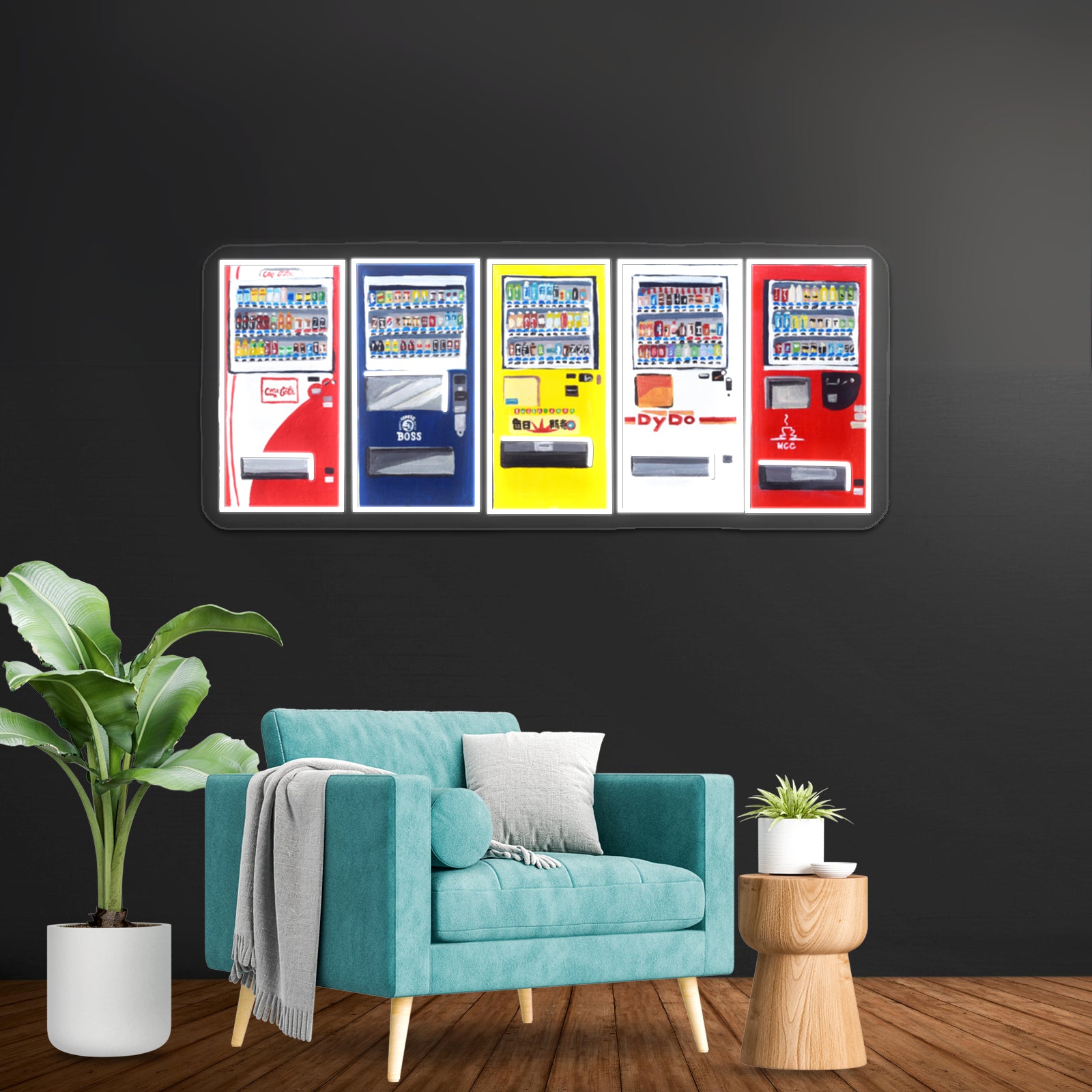 Primary Color Vending Machine Artwork Led Signs For Bedroom | Shineneon