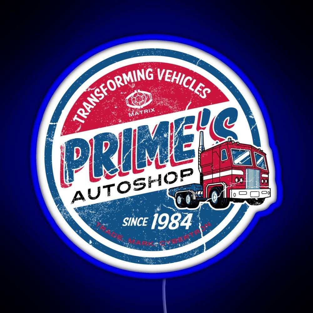 Primes Autoshop Vintage Distressed Style Garage Rgb Neon Sign - Shineneon