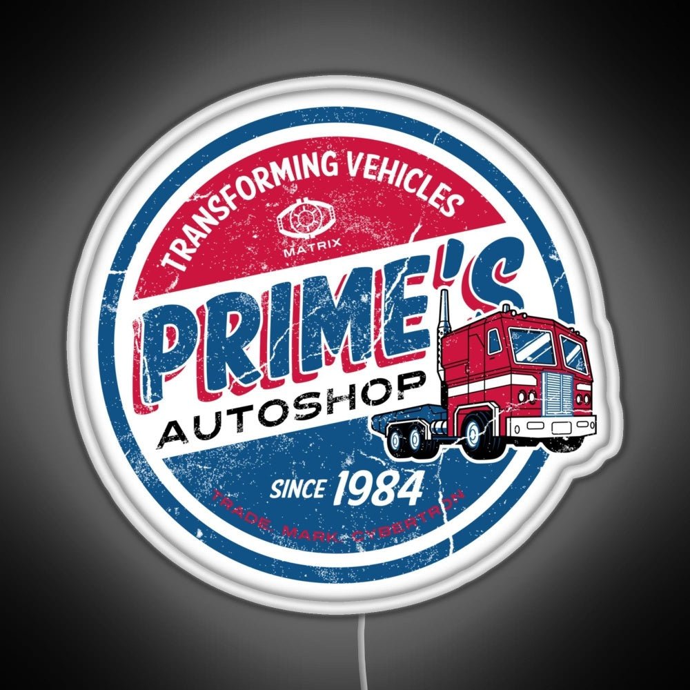 Primes Autoshop Vintage Distressed Style Garage Rgb Neon Sign - Shineneon